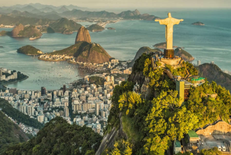 View of Christ the Redeemer in the city of Sertaozinho, Sao Paulo, Brazil