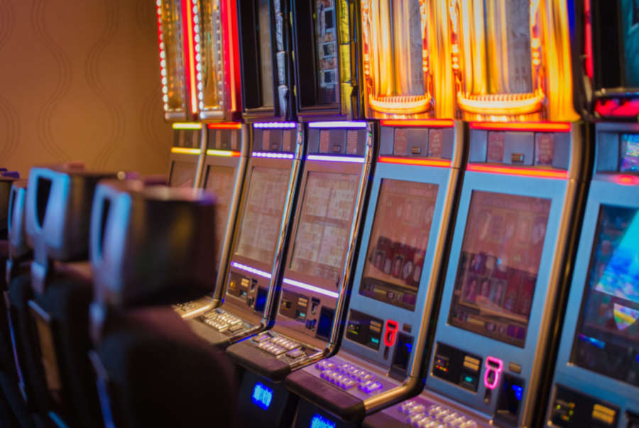 Slot machines inside a casino in the UK.
