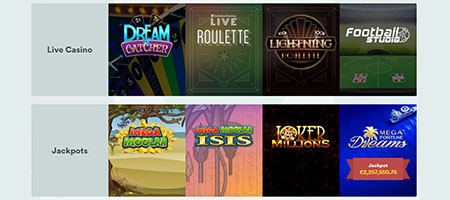 Casino games available in instant play.