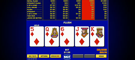 Video poker gameplay.