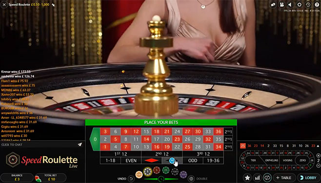 screenshot playtech live speed roulette